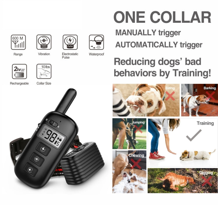 Remote Control Trainer Dog Collar Automatic Bark Stop Device, Specification: 1 Drag 1 (Red) by buy2fix