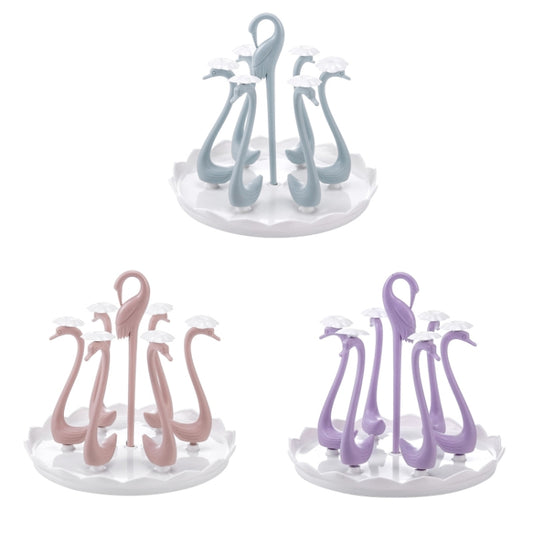 Home Portable Drainer Cup Holder With Rotatable Tray, Specification: Six Cups(Light Pink) by buy2fix