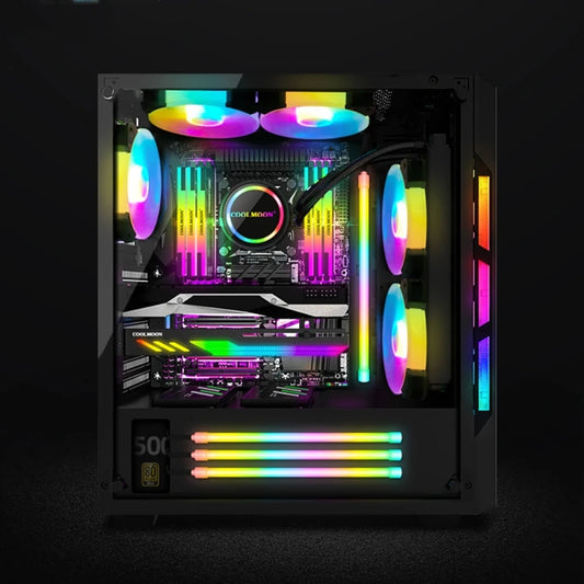 COOLMOON Y360 Round Tube Multi-interface ARGB Chassis Light Bar Computer Decorative Silicone LED Lamp Strip by COOLMOON