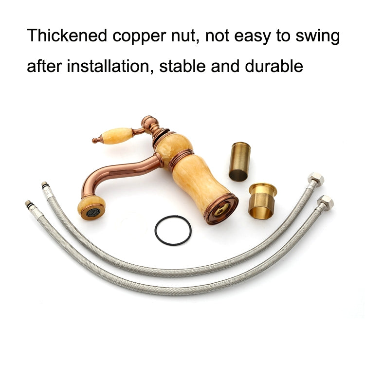 Gold-plated Copper 360-degree Rotating Basin Hot and Cold Water Faucet, Color: Sapphire Zirconium Rose Gold by buy2fix