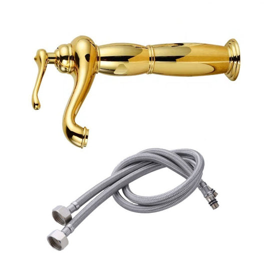 Hot And Cold Mixed Water Basin Imitation Water Faucet, Style: High Model+Water Inlet Pipe by buy2fix