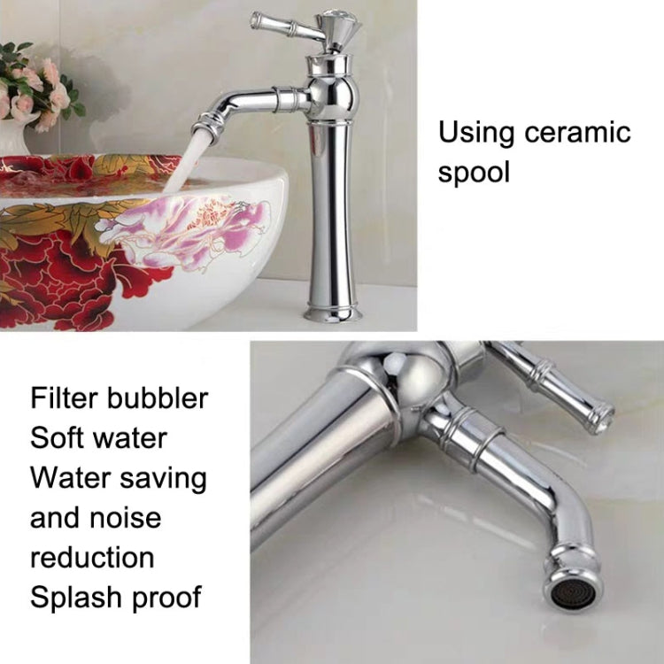 All Bronze Bathroom Basin Hot And Cold Water Faucet, Style: Gold High Model+Water Inlet Pipe by buy2fix