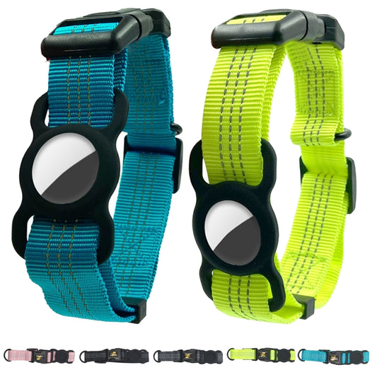 PUGGA GG1002 Polyester Dog GPS Device Protector Collar For AirTag, Size: M(Fluorescent Green) by null