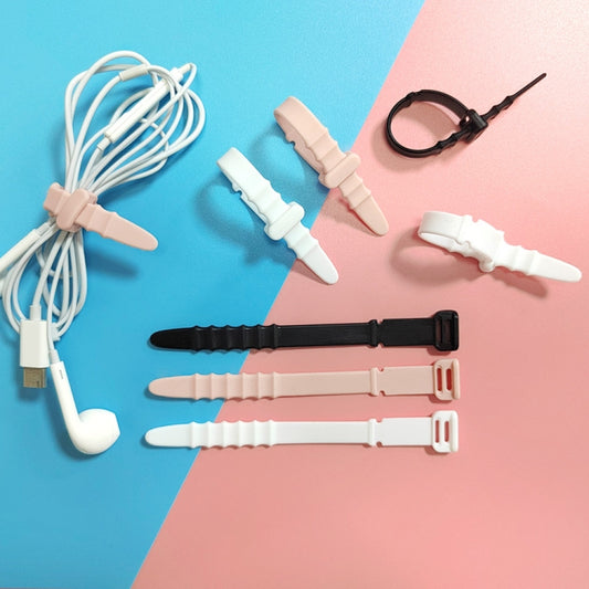 3 Sets 20pcs/Set Fishbone Silicone Cable Tie Cable Organizer Winder, Color: White by buy2fix