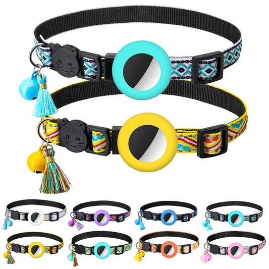 Pet Colored Bell Tassel Collar for Airtag Tracker(White) by buy2fix