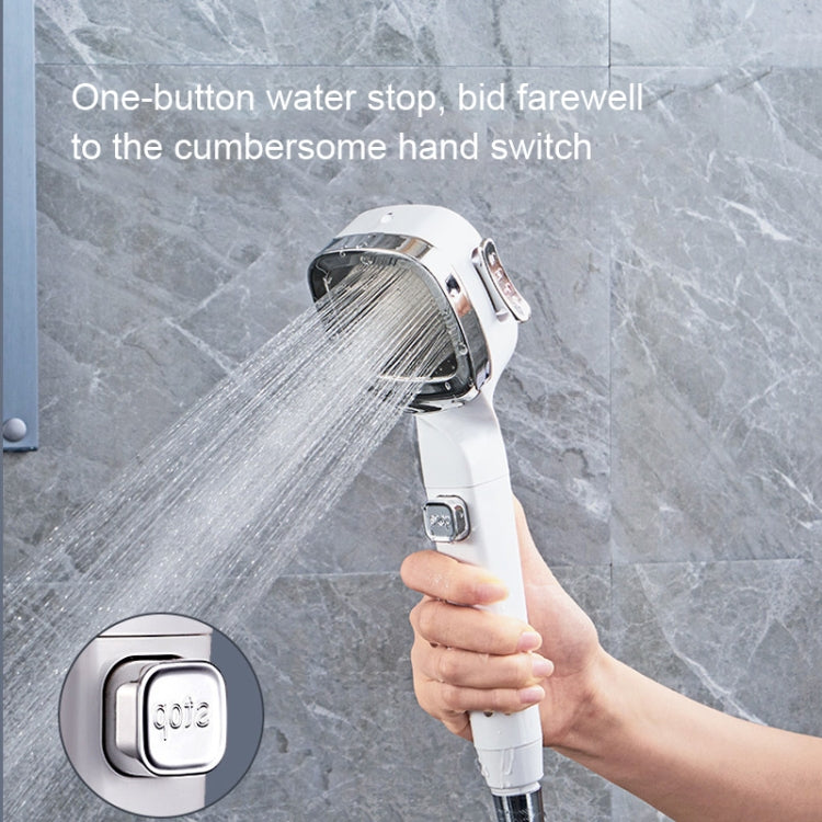 Pressurized Shower Head Four-speed Handheld Shower Set,Style: Electroplating White by buy2fix