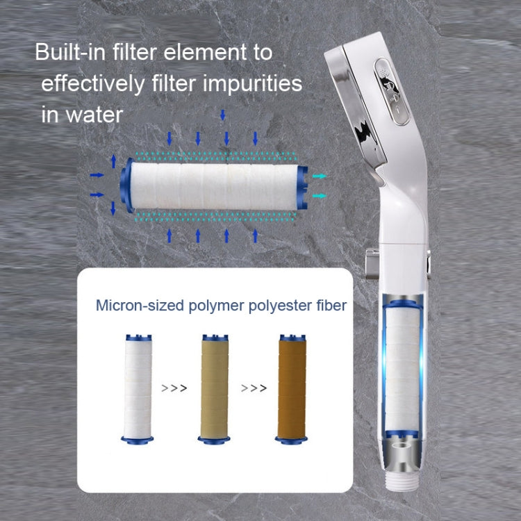 Pressurized Shower Head Four-speed Handheld Shower Set,Style: Electroplating White Filter by buy2fix