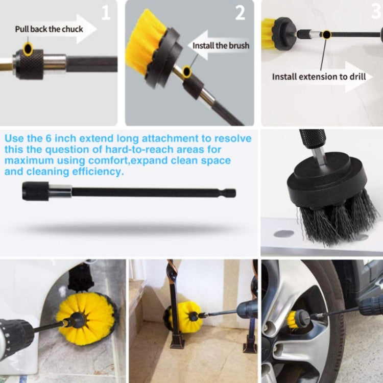 6 PCS / Set Electric Drill Head Car Tire Floor Crevice Cleaning Brush(Yellow) by buy2fix