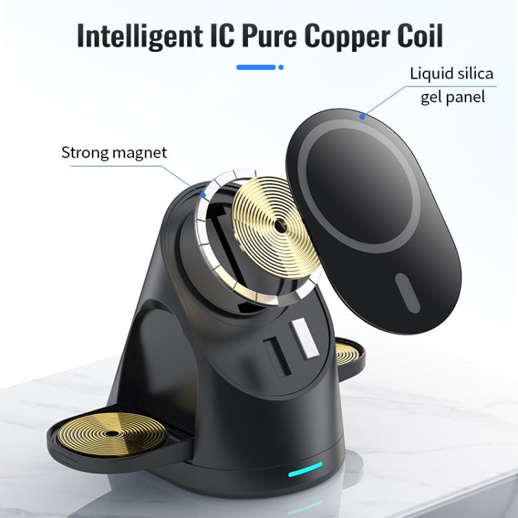 LFX-179 Magnetic Vertical 3 in 1 Wireless Charging Bracket for Smartphone iWatch AirPods(White) by buy2fix