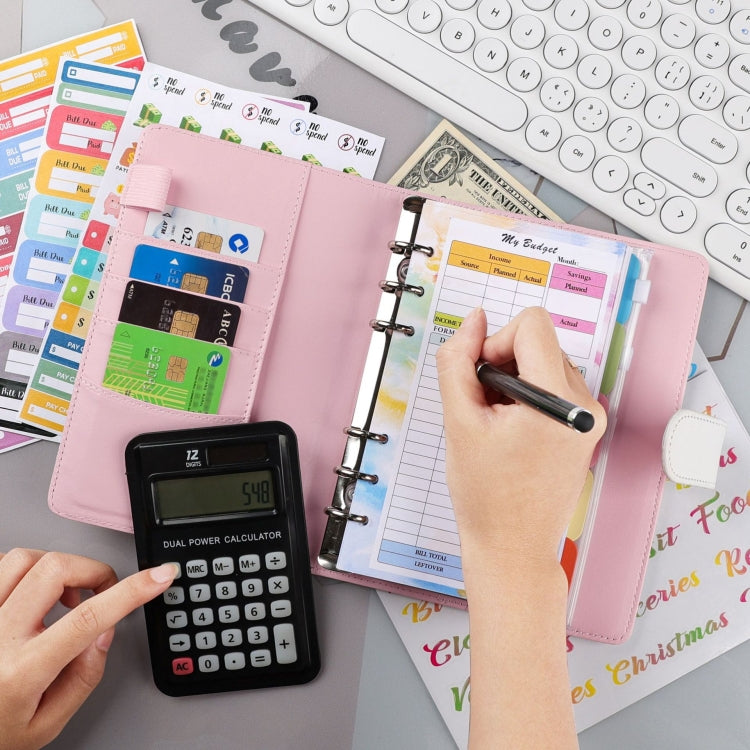A6 Cash Budget Book Schedule Weekly Plan Monthly Plan Loose-leaf Notepad(Pink) by buy2fix