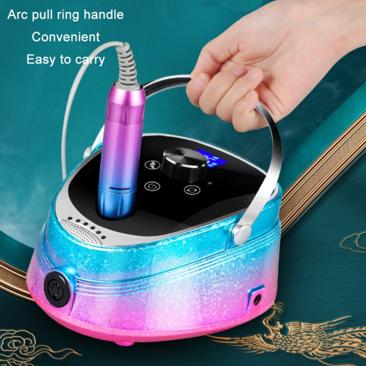 Ice Flower Gradient Rechargeable Low Noise Nail Polishing Machine, Specification: EU Plug (Pink Blue) by buy2fix