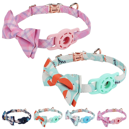 Pet Tracker Collar Insert Buckle Bow Collar For AirTag(Luminous Blue) - Pet Series by buy2fix | Online Shopping UK | buy2fix