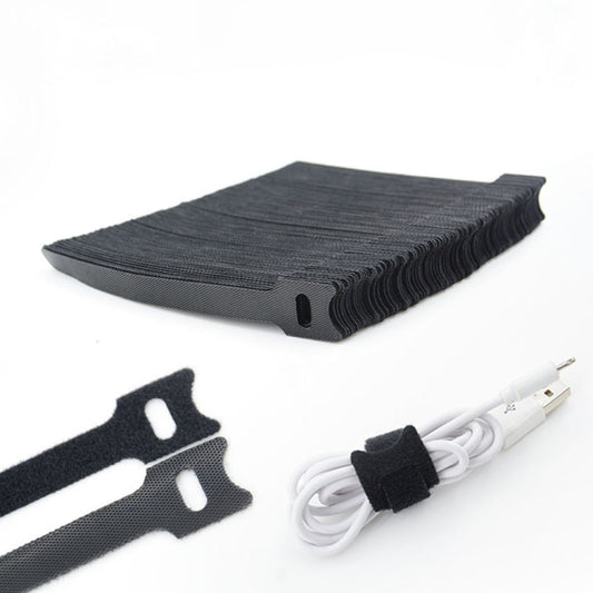 50 PCS T-shape Self-Adhesive Data Cable Organizer Bundles 12 x 150mm Black by buy2fix