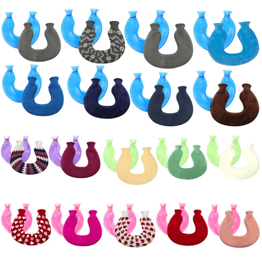 U-shaped PVC Hot Compress Shoulder And Neck Explosion-proof Water Injection Hot Water Bag(Blue + Gray Crystal) by buy2fix