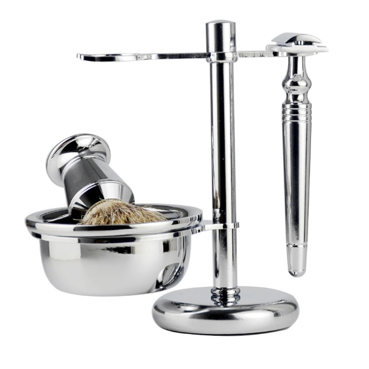 Men Manual Vintage Metal Shaver Stand Set(Silver) by buy2fix