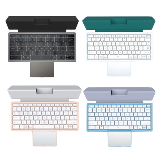 KF8700 78 Keys Hidden Touchpad Portable Tablet Computer Wireless Bluetooth Keypad With PU Leather(Black) by buy2fix