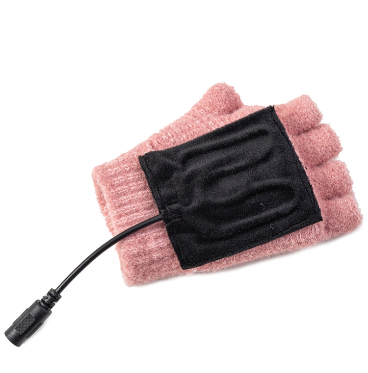 Winter Office USB Heating Warm Half Finger with Cover Gloves Heated Pad, Size: Free Size(Beige) by buy2fix