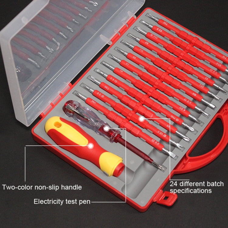 26 In 1 VDE Insulated Handle Electrician Screwdriver Set Home Maintenance Tools by buy2fix
