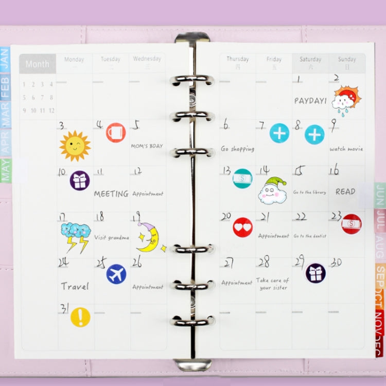 A6 Macaron PU Leather Loose-leaf Notebook Cash Budget Handbook(Pink) by buy2fix