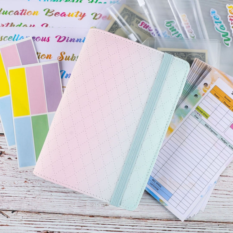 A6 Gradient Macaroon Loose-leaf Handbook Cash Budget Book(Yellow Pink Purple) by buy2fix