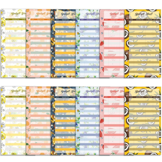 60 Sheets Cash Budget Card Loose-leaf Bookkeeping Replacement Core(Fruits) by buy2fix