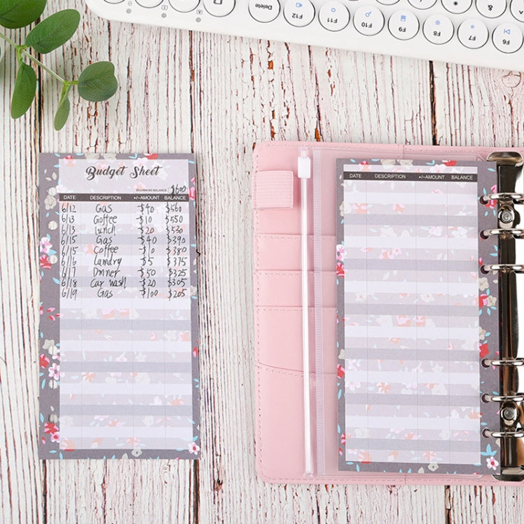 60 Sheets Cash Budget Card Loose-leaf Bookkeeping Replacement Core(Small Floral) by buy2fix