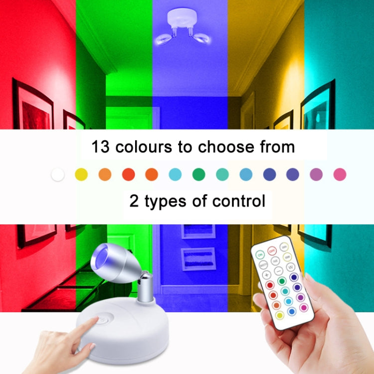 C2765 Double Head 2 Lights Wireless RGB Remote Control Cabinet Ambient Spotlight by buy2fix