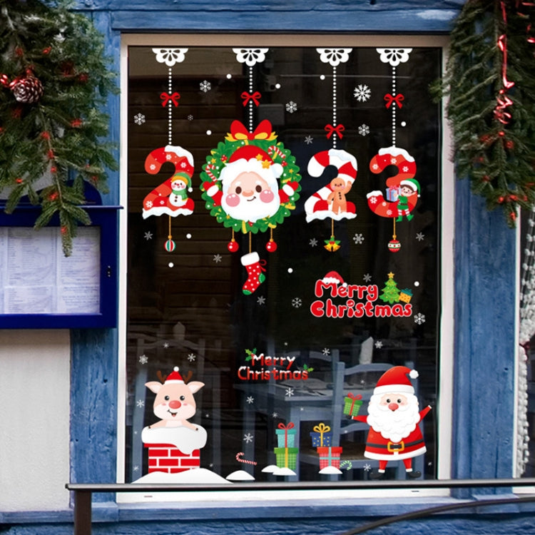 Santa Claus Hanging Stickers Shop Window Glass Door Living Room Wall Stickers(6307) by buy2fix