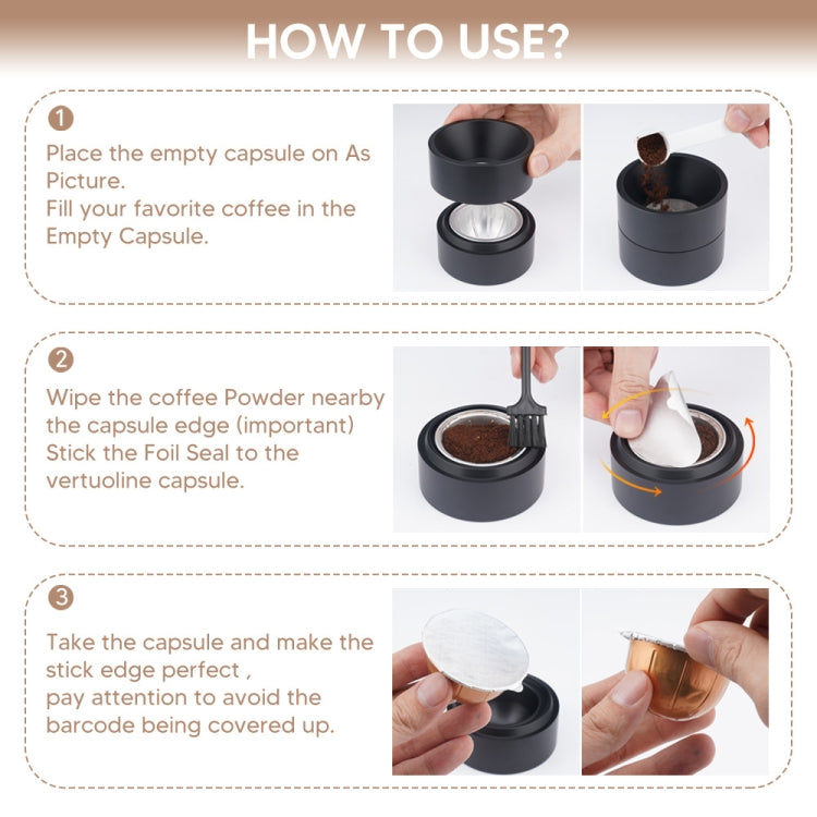 ICafilas Coffee Capsule Shell For Nespresso Vertuo Plus ENV 135/Vertuo ENV 150/BNV450WHT1BUC1, Color: Black+Brown+100 Aluminum Foil - Coffee Machine Parts by buy2fix | Online Shopping UK | buy2fix