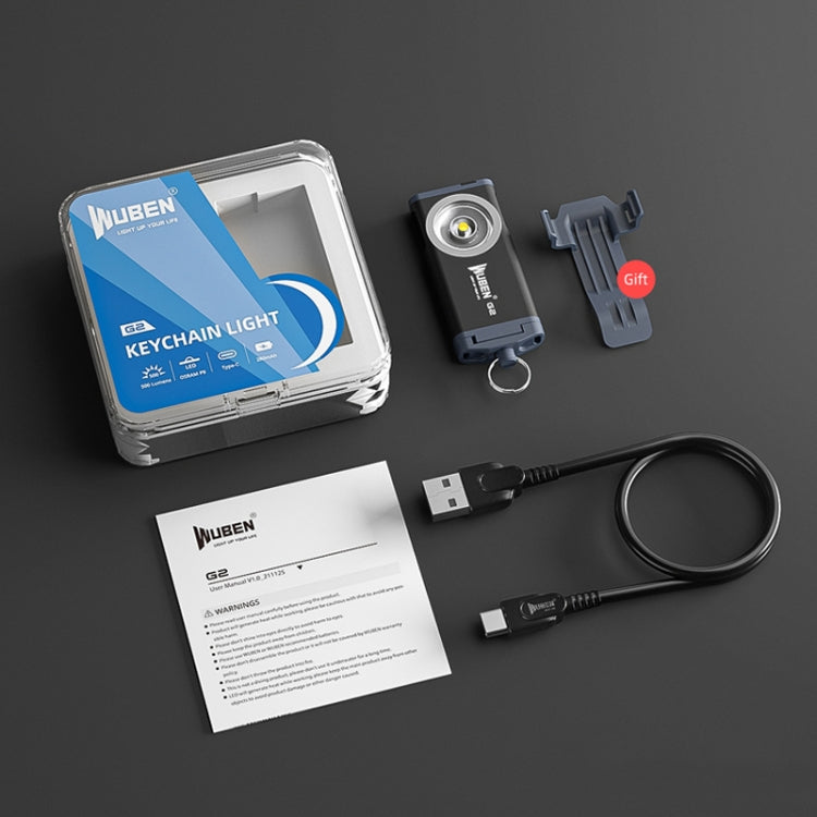 WUBEN G2 Strong Light LED Flashlight USB Outdoor Campers And Household Super Bright Key Chain Light(Blue) by WUBEN