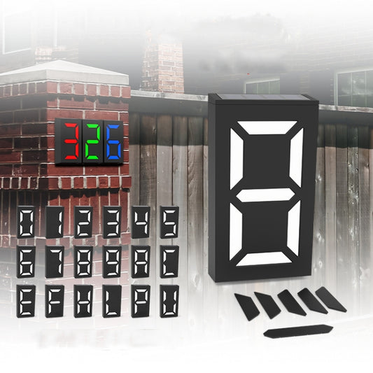 N766B DIY Solar Number Doorplate Lamp Outdoor Waterproof Wall Lights(White Light/Warm Light) by buy2fix