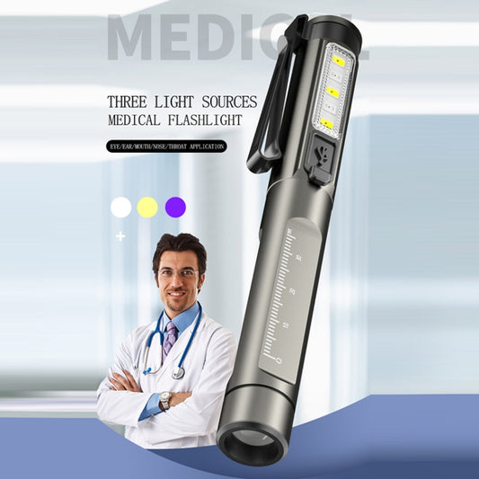 DT005 LED White + Yellow Pen Light Rechargeable Flashlight Doctor Nurse Pen Lighting by buy2fix