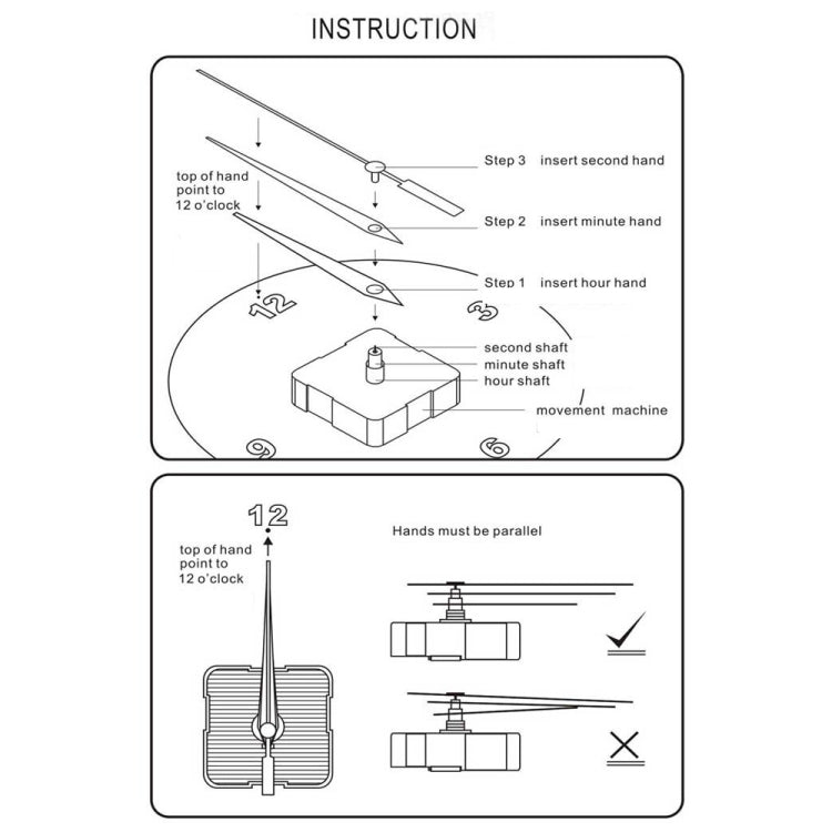 Shaft Length 18.5mm Quartz Clock Silent Movement + Luminous Hands DIY Kit,Spec: Movement+616 by buy2fix