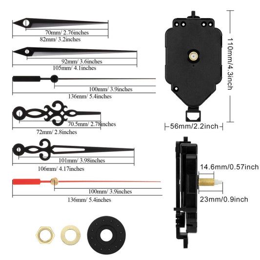 Shaft Length 23mm Quartz Pendulum Clock Movement DIY Movement Kits by buy2fix