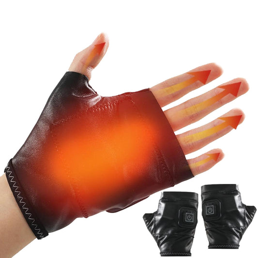 1 Pair Adjustable Temperature Rechargeable Intelligent Electric Heating Gloves Half Finger Gloves, Size: M(Pink) by buy2fix