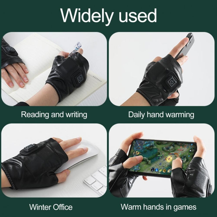 1 Pair Adjustable Temperature Rechargeable Intelligent Electric Heating Gloves Half Finger Gloves, Size: L(Black) by buy2fix