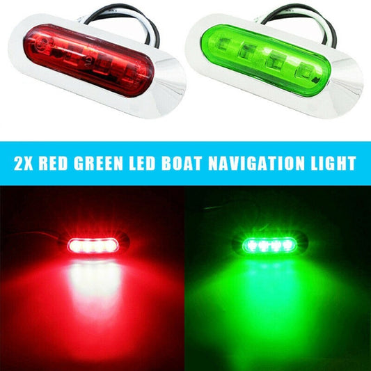 1pair MK-234 12V Yacht Ships 4LED Navigation Lights Red And Green Signal Light(Red+Green) by buy2fix