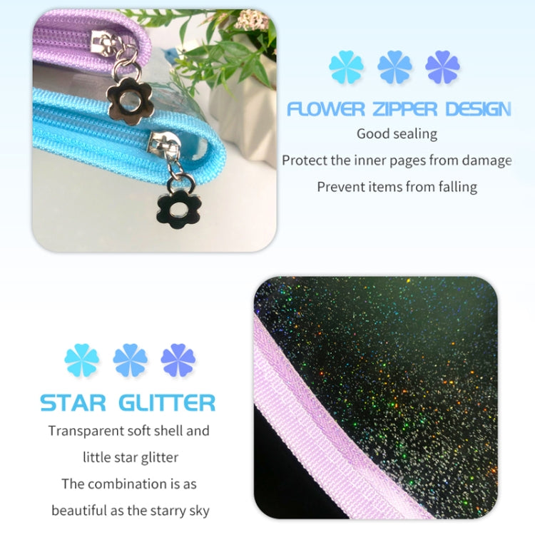 B5 9 Rings Loose-leaf Journal Clear PVC Cover Zipper Planner Notebook Without Inner Pages(Purple) by buy2fix