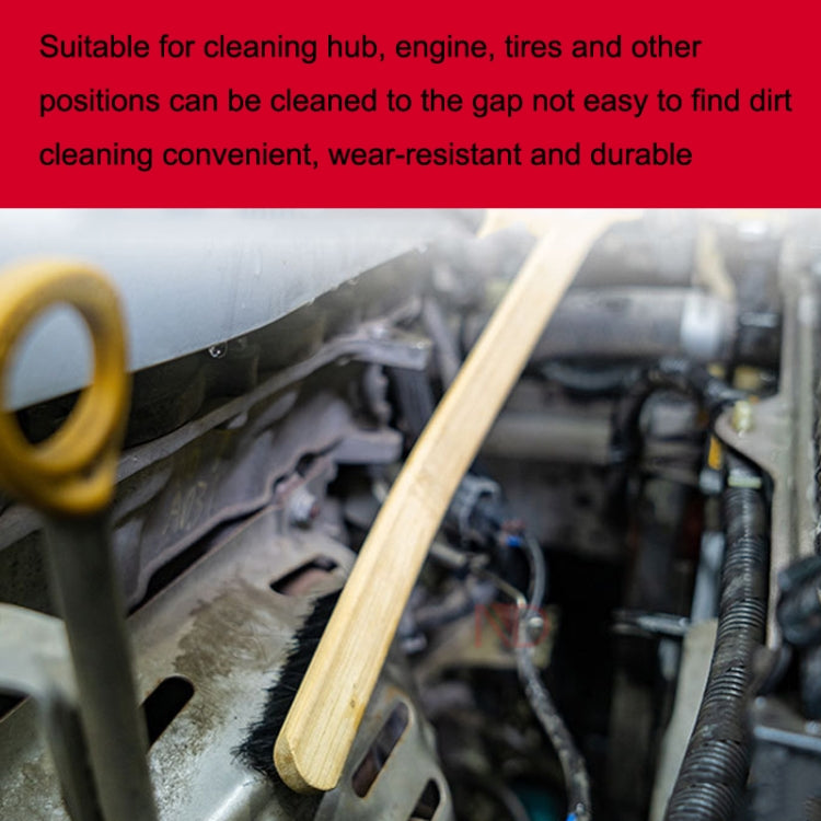 Automotive Steel Ring Washing Long Bamboo Brush Engine Cleaning Brush(Straight Bend Mixed Delivery) by buy2fix