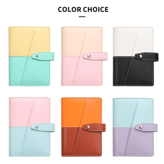 A6 YMX-012 PU Leather Budget Binder Notebook Macaron Color Matching Handbook(Pink+Blue) by buy2fix