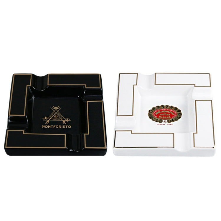 Four Slot Large-Diameter Smoke Groove Ceramic Cigar Ashtray(Black) by buy2fix