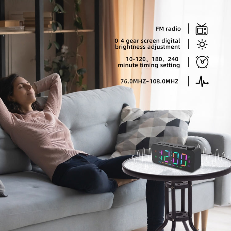 RGB Color Changing LED Digital Alarm Clock with FM Radio Built-in 8 Natural Music(White) by buy2fix