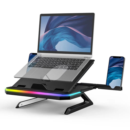 Laptop Stand with RGB Lighting 9-Level Adjustable Notebook Stand(Pink) by buy2fix