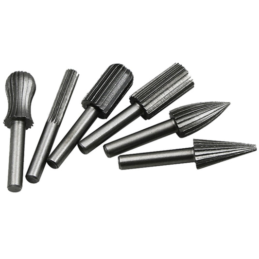 Hard High Carbon Steel Rotary Carving Knife Abrasive Processing Grinding Head Set(6pcs/set) by buy2fix
