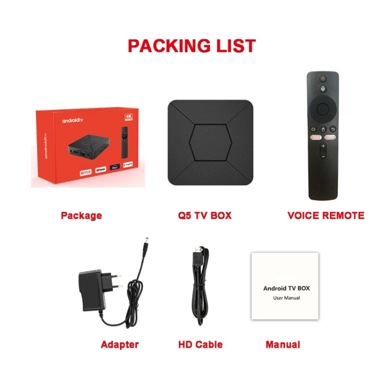 Q5 TV Set-Top Box 2G+8G Dual WiFi+Bluetooth Voice Remote HD Player(UK Plug) by buy2fix