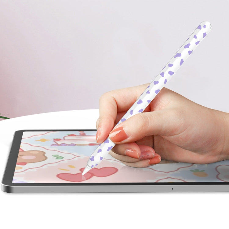 For Apple Pencil 2 AhaStyle PT65CW Silicone Pen Case Milk Cow Patterned Stylus Case(Purple) by AhaStyle