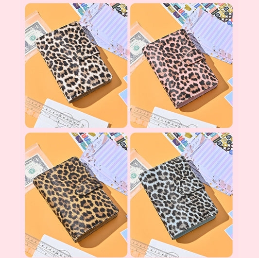 A6 Leopard Print Cash Budget Notebook Loose Leaf Financial Management Notepad(Pink) by buy2fix