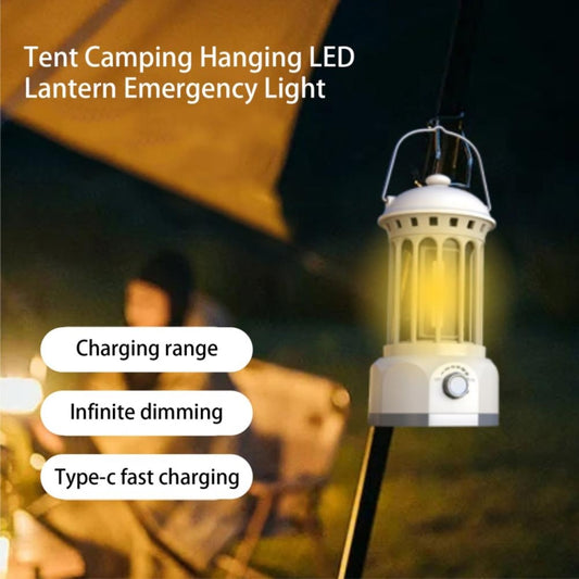 Rechargeable COB Portable Outdoor Camping Lamp Atmosphere Tent Lamp Retro Lamp, Size: Large Black by buy2fix