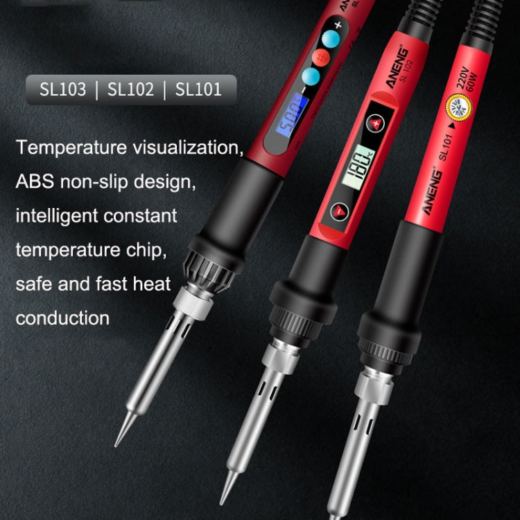 ANENG SL103 13pcs/set Intelligent Digital Display Temperature Adjustment Household Constant Temperature Soldering Iron Set 60W Internal Heat Welding Tool Kit(EU Plug) - Electric Soldering Iron by buy2fix | Online Shopping UK | buy2fix