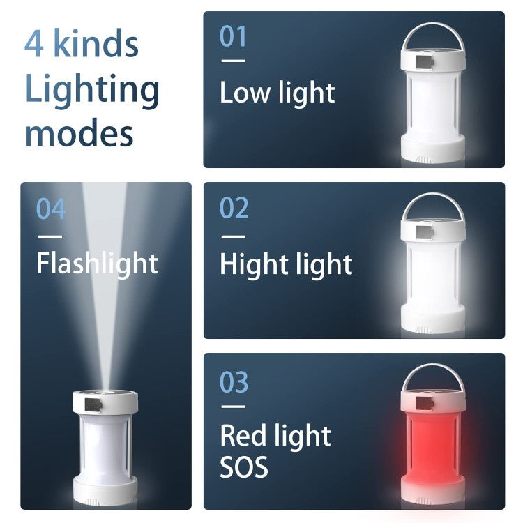 Camping Lantern Outdoor Solar Emergency Lights Multifunctional Tent Light(Black) by buy2fix